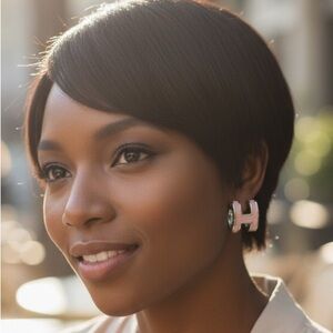 Silver tone and pink Earring stainless steel luxury jewelry New